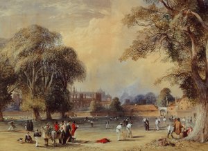 Cricket på College Field, ca. 1835 (akvarel) af William  Evans