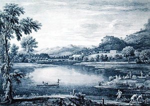 En udsigt over Winander Meer nær Ambleside, indgraveret af Chatelin og Muller af William (after) Bellers