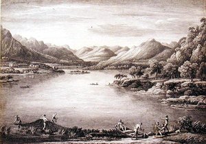En udsigt over hovedet af Ullswater mod Patterdale, indgraveret af Chatelin og Mason af William (after) Bellers