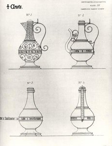 Cruets, illustration fra "Instrumenta Ecclesiastica", serie 1, plade 56, graveret af Thomas Turnbull, udgivet 1846 (litografi) (s/h foto) af William (after) Butterfield