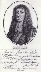John Aubrey, engelsk antikvar, naturfilosof og forfatter (gravering) af William (after) Faithorne