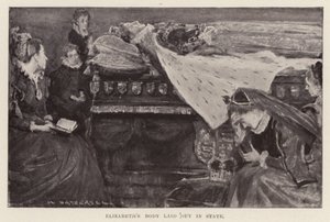 Elizabeths første lig lagt på kistebunden, pub. 1898 (litografi)