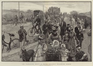 "On Pleasure Bent", en helligdagsscene ved vejkanten (gravering) af William (after) Hatherell