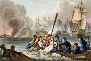 Anekdote ved slaget ved Trafalgar, indgraveret af Matthew Dubourg (fl.1813-20) fra 