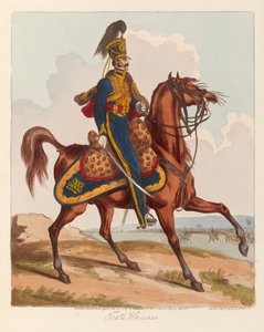 Tiende husarer (akvatint, farvet)