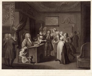 En kvinde, der sværger sit barn til en gravborger (mezzotint)