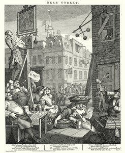 Beer Street (gravering) af William (after) Hogarth
