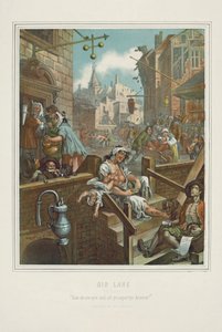 Kromolitografi af William Hogarths Gin Lane (chromolitho)