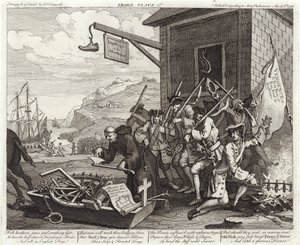Invasionen - Frankrig - Plade 1 af William (after) Hogarth
