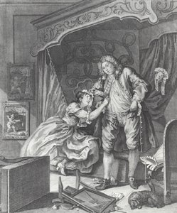 Kvinde bliver prostitueret i 1700-tallets England (gravering)