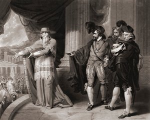 Francisco Jimenez de Cisneros svarer de adelige. (Print) af William (after) Ward