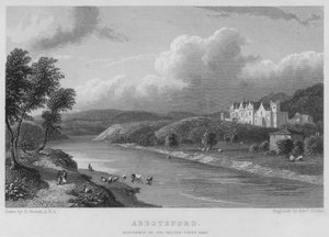 Abbotsford, Sir Walter Scotts residens, Baronet (gravering) af William (after) Westall