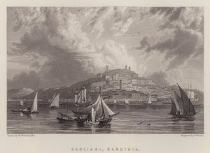 Cagliari, Sardinien (farve litho)