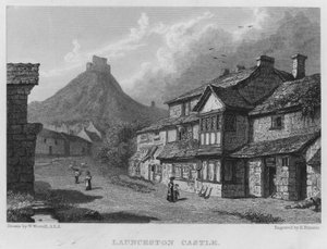 Launceston Castle (gravering) af William (after) Westall