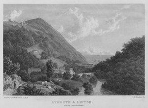 Lynmouth og Linton, North Devonshire (gravering) af William (after) Westall