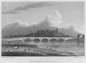 New Bridge, Lancaster (gravering) af William (after) Westall