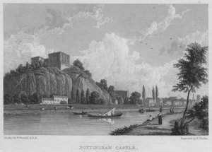 Nottingham Castle (gravering) af William (after) Westall
