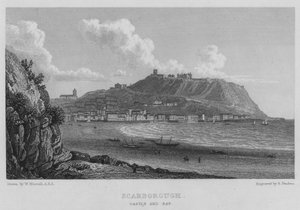 Scarborough, Castle and Bay (gravering) af William (after) Westall