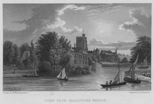 Udsigt fra Maidstone Bridge (gravering) af William (after) Westall