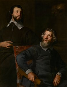 Portræt af to herrer, kaldet Nicholas Stone og hans søn (olie på lærred) af William (attr. to) Dobson