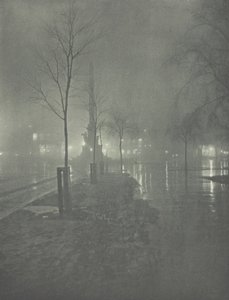 Wet Night, Columbus Circle, New York, ca. 1897. af William A. Fraser