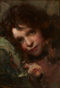 Studie af et hoved (olie på lærred) af William A. Pratt