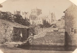 Ripon Cathedral fra sydøst, ved siden af floden Skell,ca. 1855 (foto) af William A. Pumphrey
