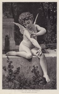 Amor og sommerfuglen (litho) af William Adolphe (after) Bouguereau