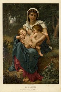 Velgørenhed (chromolitho) af William Adolphe Bouguereau