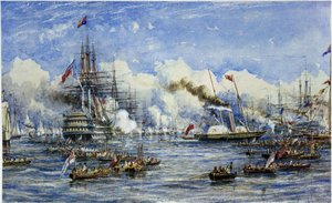 Hendes Majestæts besøg på flagskibet den 11. august af William Adolphus Knell