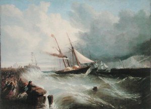 Prins Alberts ankomst til Dover på vej til London for hans ægteskab med dronning Victoria i 1840 (olie på lærred)