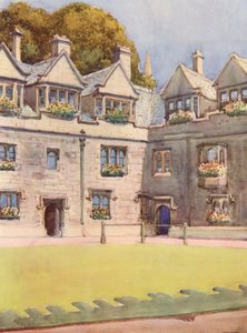 Brasenose Colleges forplads, der i baggrunden viser den berømte hestekastanje kendt som Heber