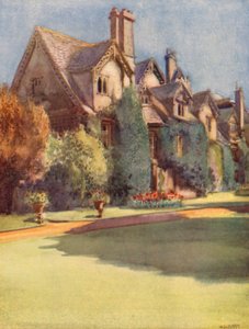 "Mansiones" i Worcester College; et levn fra benediktinermunkenes sal (farvelitografi)
