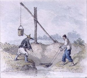 Kinesiske arbejdere samler vand (akvarel) af William Alexander