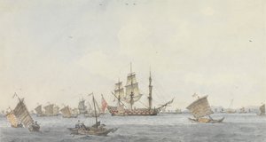 Hindostan ved anker i Mi-a-tau-strædet i byen Ten-choo-fou ved indgangen til Pekin-bugten af William Alexander
