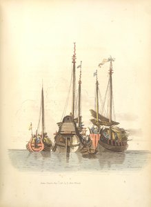 Tre fartøjer ligger for anker af William Alexander