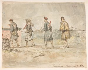 Sporer i regnvejr, fra et album med 278 tegninger af landskaber, kystlinjer, kostumer og hverdagsliv lavet under Lord Macartneys ambassade til kejseren af Kina (blyant og akvarel på papir) af William Alexander