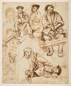 [f.57 140v Figurstudier, kinesiske mænd. 