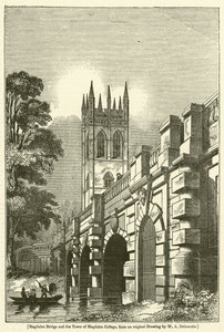 Magdalen Bridge og tårnet på Magdalen College af William Alfred Delamotte