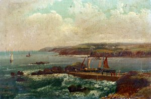 Port Bude i Devon (England). Olie på lærred af William Allan (1782-1850).