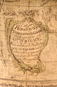 Kartouche i det nordlige Stillehav, ca. 1795 (papmaché, graveret kobberplade, messing, træ, papir) af William Bardin