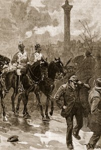 Blodig søndag: Livvagterne holder Trafalgar Square, 1887, illustration fra 