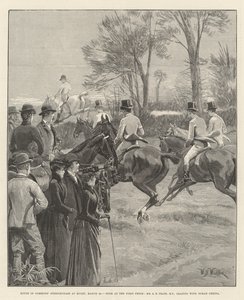 Underhusets steeplechase ved Rugby, 29. marts, Rush at the First Fence, hr. A. Pease, MP, leder med Norah Creina af William Barnes Wollen
