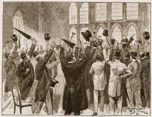 Jingo-møde i Guildhall, London, 1878, illustration fra "Cassell