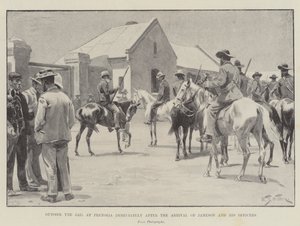 Uden for fængslet i Pretoria umiddelbart efter Jamesons og hans officerers ankomst af William Barnes Wollen