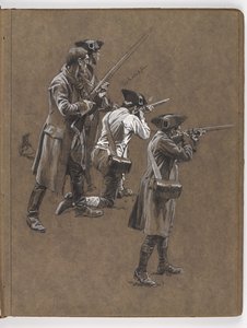 Studie til oliemaleriet af William Barns Wollen, ?Slaget ved Lexington 1775? af William Barnes Wollen