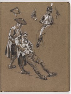 Studie til oliemaleriet af William Barns Wollen, ?Slaget ved Lexington 1775? af William Barnes Wollen