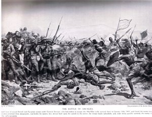 Slaget ved Abu Klea, 17. januar 1885, illustration fra "Hutchinsons History of the Nations", ca. 1910 af William Barnes Wollen