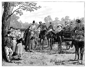 Dronningen ved festen i skoven St Germain, Frankrig, midten af slutningen af det 19. århundrede, 1887 af William Barnes Wollen