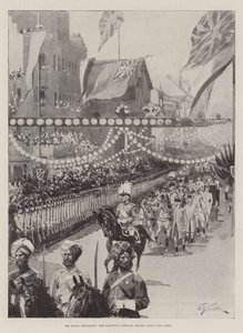 Den Kongelige Procession, Hendes Majestæts Vogn passerer langs Pall Mall af William Barnes Wollen